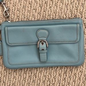 Light Blue Coach Wristlet